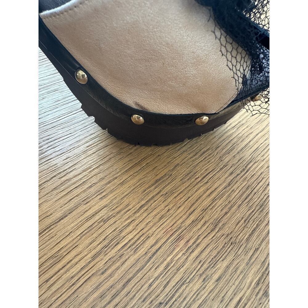 RED Valentino Garavani Wood, Leather, Mesh, Lace, stiletto mules black tan gold - Picture 8 of 8